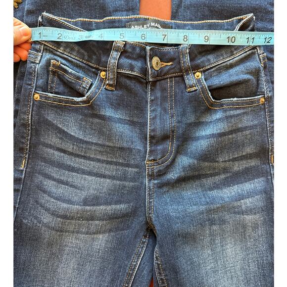 Ashley Mason Boho Floral Embroidered Flare Jeans 00/23 High Rise Tall - Picture 6 of 8